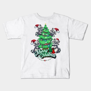 Merry Christmas Raccoons! Kids T-Shirt